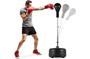 MSPORTS Punchingball, premium boxstativ I höjdjusterbar stående boxtränare inkl. boxning 110–150 cm I boxstativ, stående boxningstränare för boxning träning (svart)