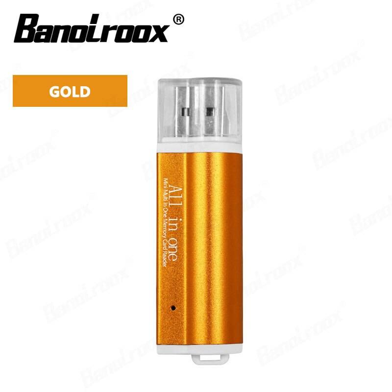 Lägsta pris multi all in 1 micro usb 2.0 minneskortläsare adapter för micro sd hc tf-kort m2 mmc ms pro duo kortläsare - B guld
