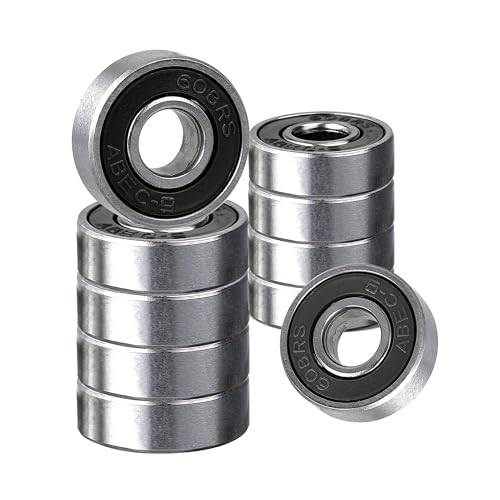 Rybtd Friktionsfritt kullager 608, färgat miniatyrlager i metall, ABEC-9 608 2RS, lager med dubbla kåpor i rostfritt stål, kullager för skateboards och skridskor med 4 hjul, 8 x 22 x 7 mm (svart), 10