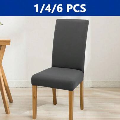 1/4/6 st Enkla töjbara stolsöverdrag, avtagbara och tvättbara Milk Silk Chair Slipcovers - Grå (En-Storlek,4 st,6 st)