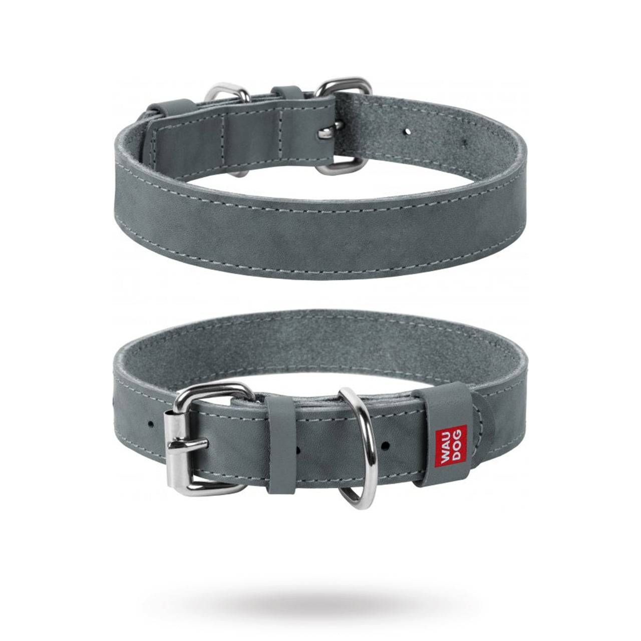 WAUDOG Classic - Läderhalsband Grå - grey (m)