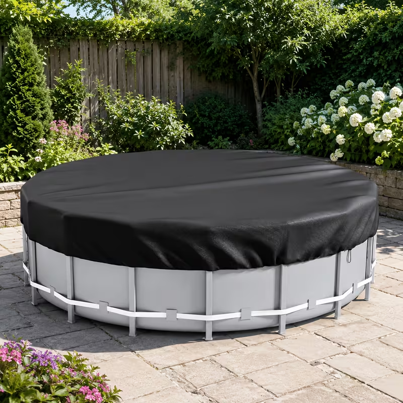 1 Piece Round Pool Cover Waterproof Foldable Inground Pool Protector Dustproof Insect Resistant Cover for Swimming Pool