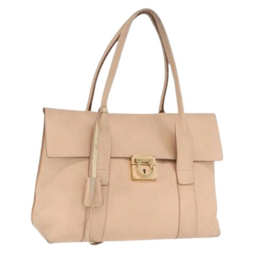 Salvatore Ferragamo Pre-owned Pre-owned Læder Skuldertaske - Vintage - Dame - Lyserød - ONE SIZE - Uld