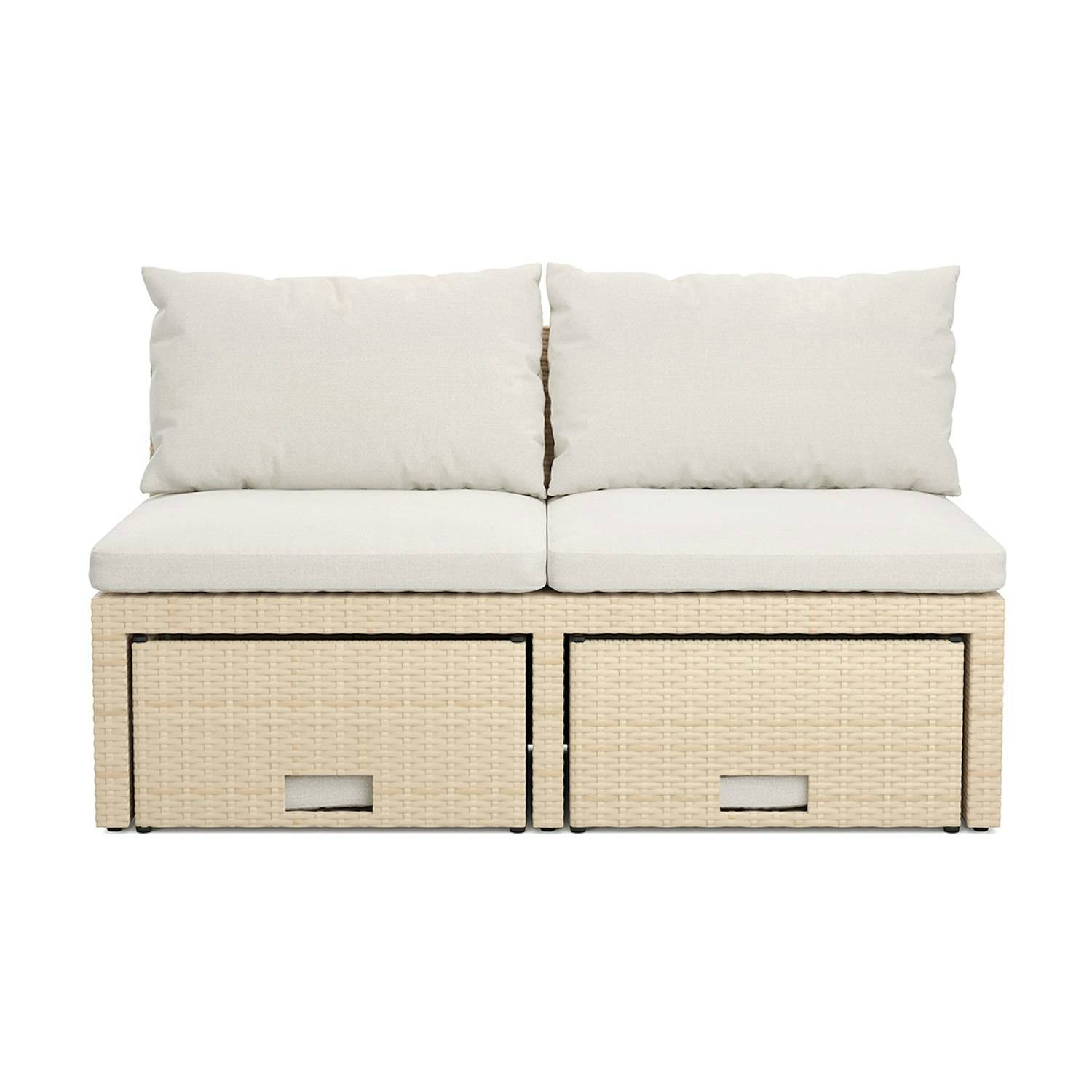 Loungegrupp Comfort Garden Bahamas Balkongsoffa med Pallar Beige