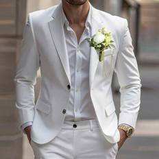 Men&#39;s Solid Color Casual Blazer, Fashionable For Summer Men&#39;s Wedding Suits Wedding Suits For Men - White - L,M,S,XL,XXL