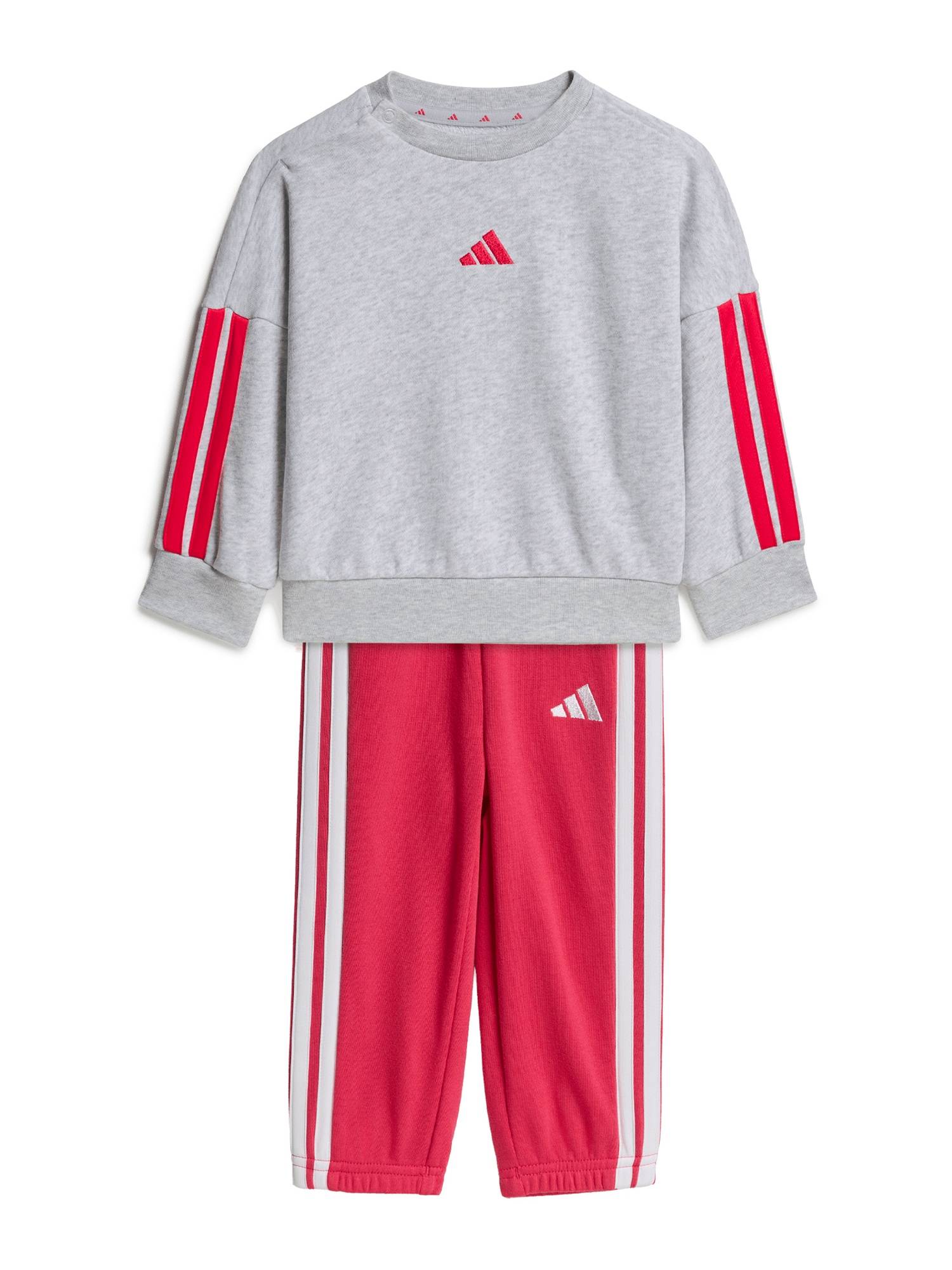 ADIDAS SPORTSWEAR Træningsdragt 'Essentials'  grå-meleret / knaldrød