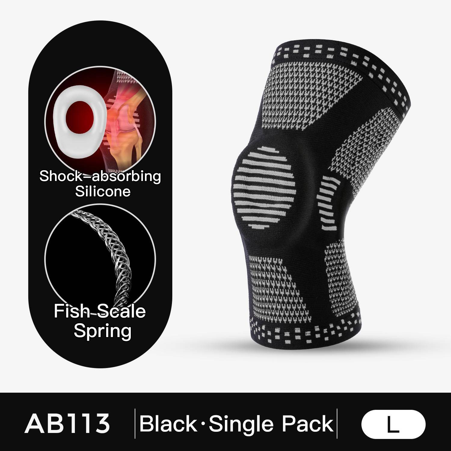 1Pcs Silicone Spring Knee Support Strong Compression For Men Women Running Sport Patella Medial Meniscus Protection XL