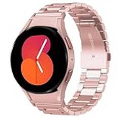 SUNDAREE Kompatibel med armband Samsung Galaxy Watch FE 40 mm/Watch 5 40 mm/Watch 4 40 mm, No Gap rosa dam rostfritt stål metallarmband metall klockarmband för Galaxy FE SM-R861/5 40 mm SM-R900/4 40