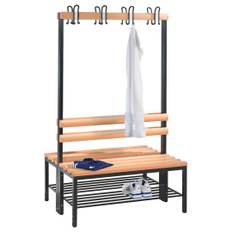 C+P Dobbeltsidet Garderobebænk med skohylde og 8 knager - 165 x 100 x 75,6 cm.