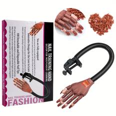 TEMU Misscheering Adjustable Nail Training Hand With Flexible Nail Tips For Acrylic Nail Practice, Unscented Manequin Hands For Manicure Training