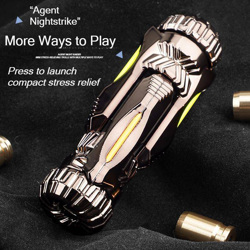 Enknapps Eldkastare Mini Stresslindrande Kastare Legering Leksakspistol med Mål Skal Plastkulor UV-ficklampa Fidget Spinner