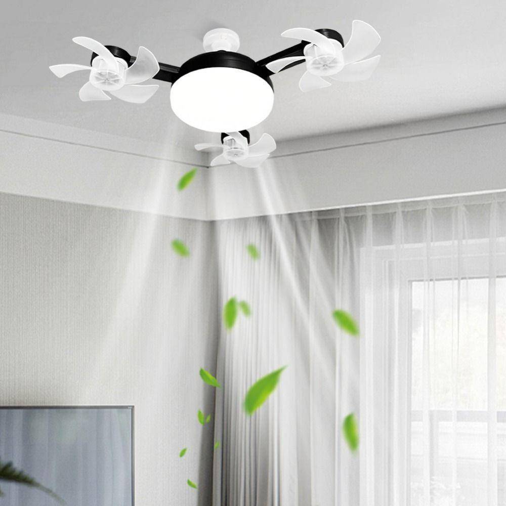 Takfläkt med fjärrkontroll, 3 hastigheter, dimbar, taklampa, hängande fläkt med LED-ljus, vardagsrum gray