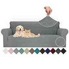Ystyle Extensible Housse Canapé 13 Place, Universelle Housse De Fauteuil Avec Accoudoirs, Housse Protection Canapém, Sofa Cover Antidérapante, Couvre Canapé Pour Chiens Chats Animaux,Gris Clair