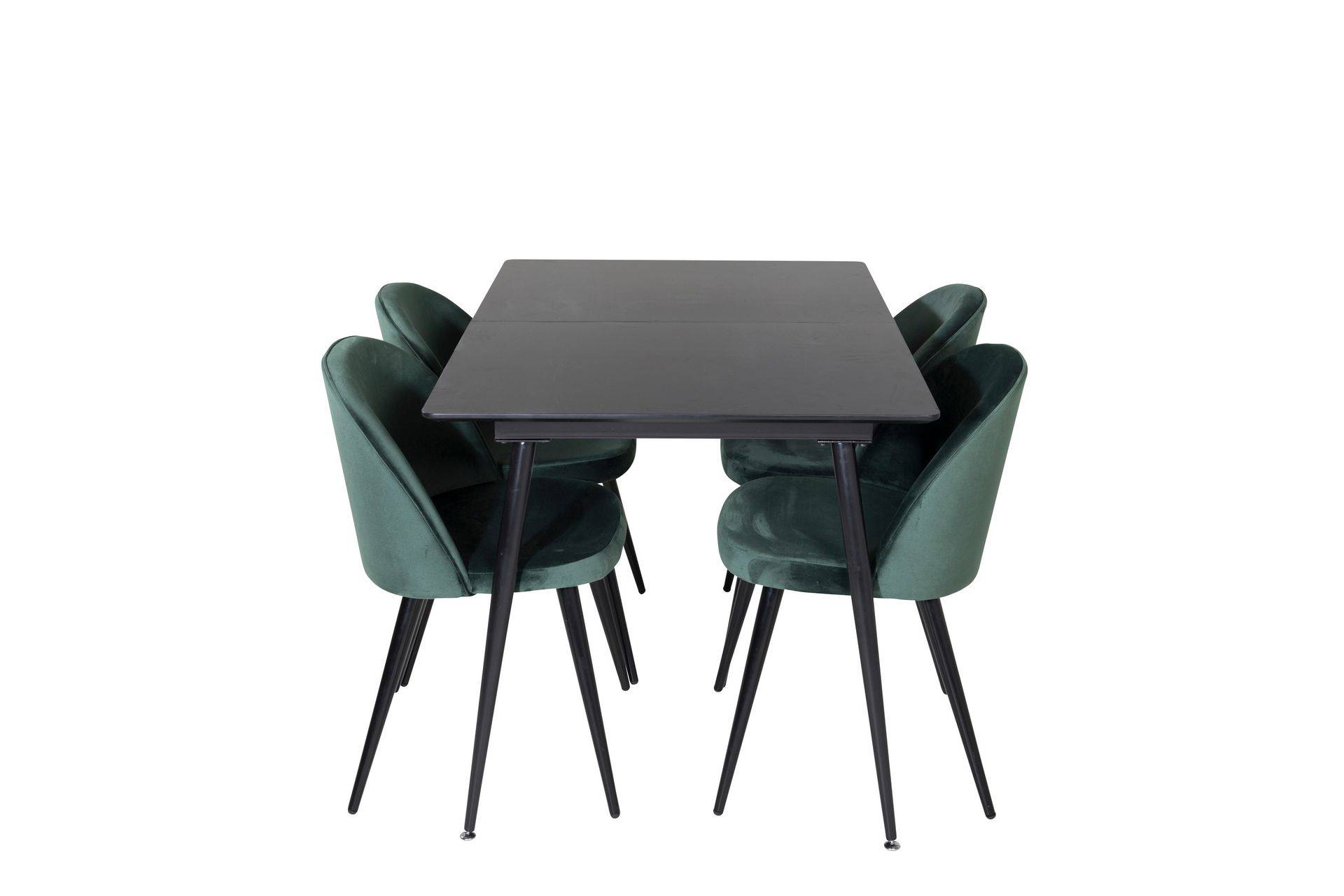 Venture Home Silar Matgrupp Förlängningsbar 120 cm Rektangulär med 4 Velvet stolar - Svart Matgrupper Grön,Svart