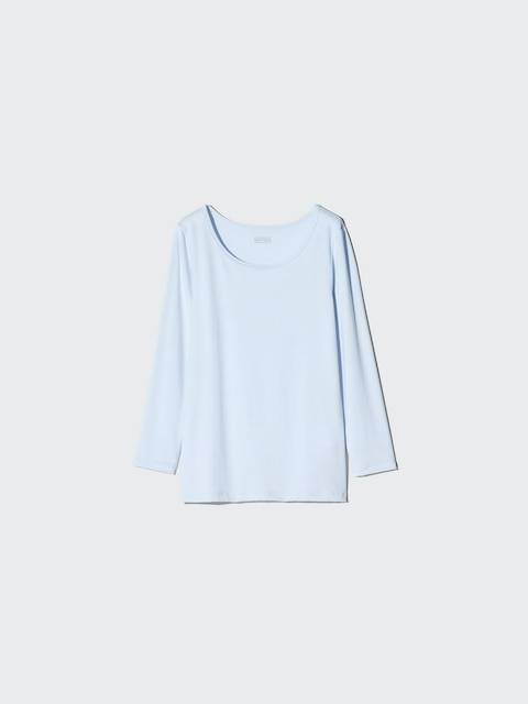 Uniqlo - Heattech Scoop Neck T-shirt (long Sleeve) - Light Blue - 3-4 Years (110cm)