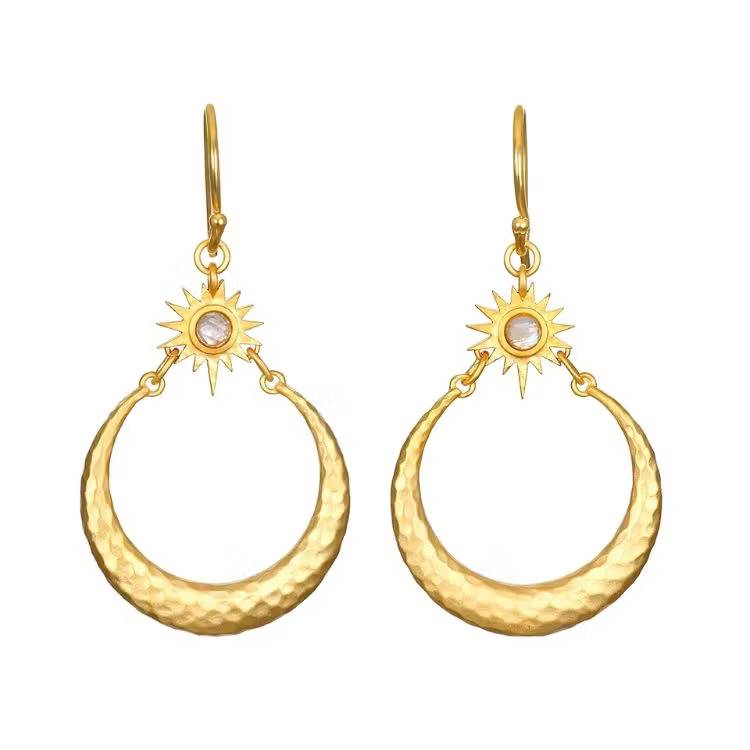 Örhänge Stellar Sisterhood Moonstone Hoops - Satya