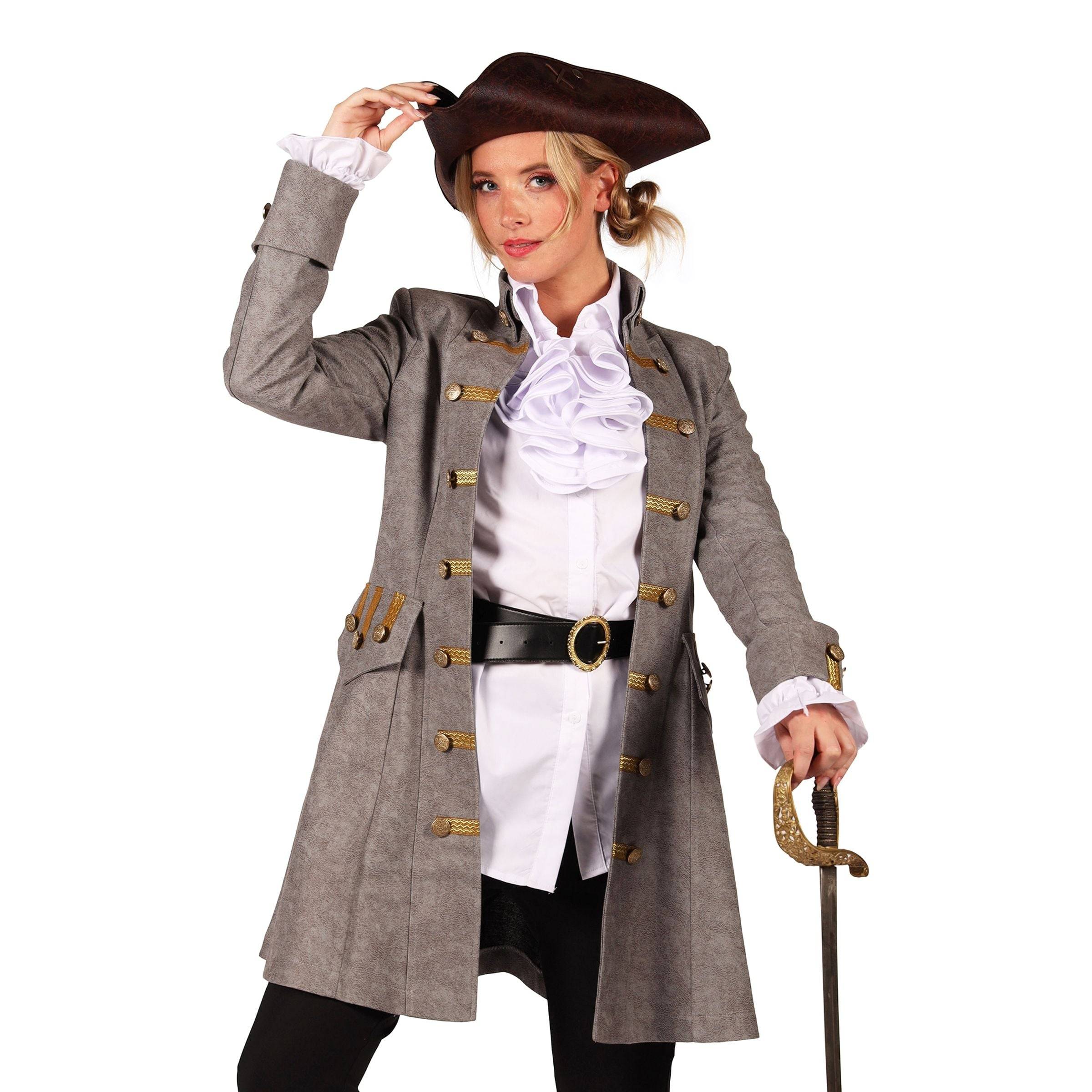 Piratjakke Grå Dame Deluxe - X-Large