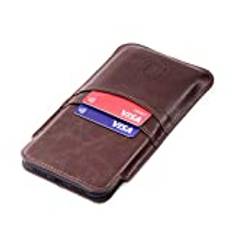 Dockem Provincial Plånbokshylsa för iPhone 12, 12 Pro, iPhone 11, & iPhone XR: Vintage Syntetiskt Läder Plånbokshylsa: Super Smal Verkställande Påse Omslag med 2 Korthållare, Brun