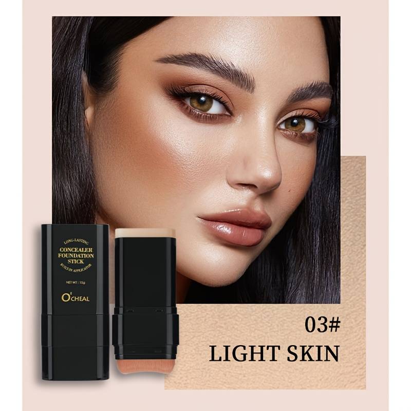 TEMU New Concealer Foundation Stick, Light And Moisturizing Concealer, Covers Facial Blemishes, Dark Circles, Marks, Invisible Pores, 5 Colors Optional, Easy To Carry, Suitable For Men And Women
