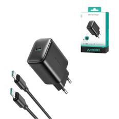 Joyroom 25W USB-C snabbladdare med 60W USB-C till USB-C-kabel, 1m - Svart