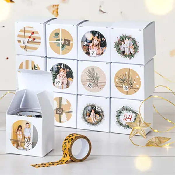 DIY Adventskalender Askar Runt klistermärke foto - 24 st