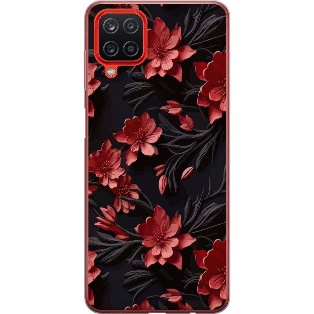 Samsung Galaxy A12 Transparent Mobilskal Intensiva blommor