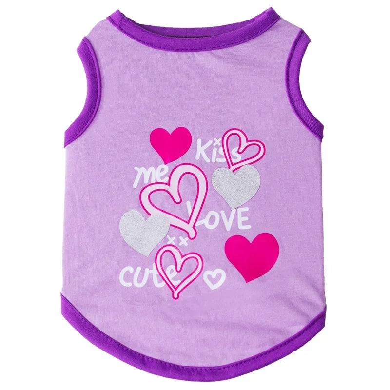 Printed Sleeveless Vest for Cats & Small Dogs - Purple Kiss / M-suit 2-3.5kg / SPC (M-suit 2-3.5kg)