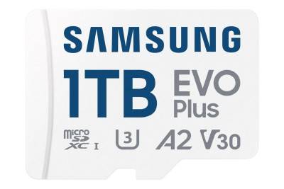 Micro Secure Digital SDXC 1 TB Samsung EVO Plus, 160/160 MB/sek, Class 10, UHS-I V30, U3, A2, inkl. SD-adapter