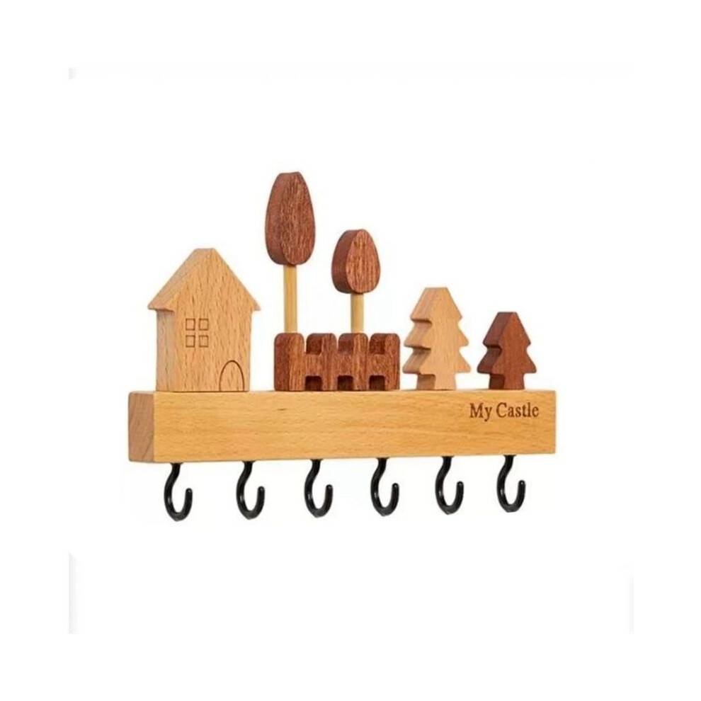 1Set Simple and Cute Style Solid Wood Key Hook, Three-Dimensional Design Wall Cabinet Nail Free Hook for Wall Decoration