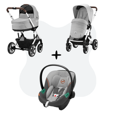 Cybex Talos S Lux Travelsystem Stone Grey - Silver Frame With Aton S2