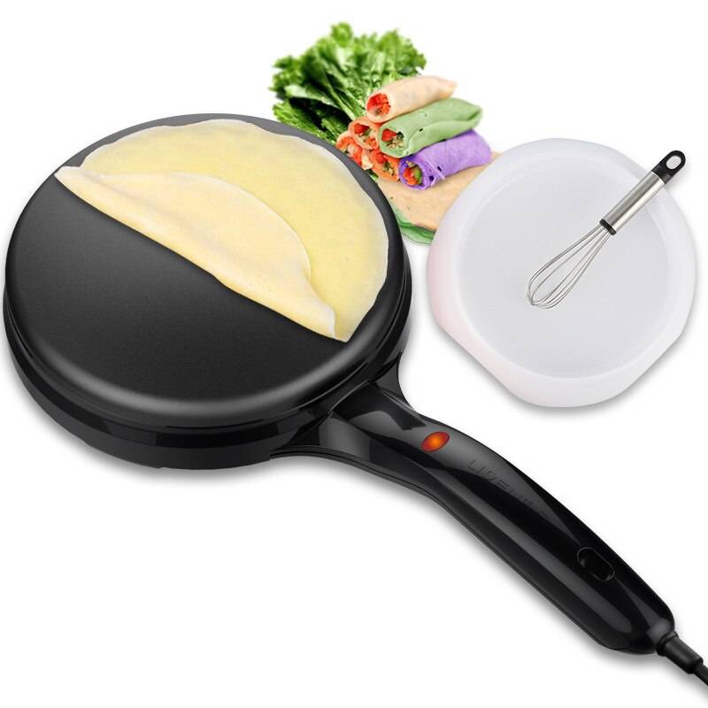 Mini elektrisk crepe maker pizza pannkaka matlagning pan kök non-stick kex griddle kinesisk vårrulle bakmaskin - Svart 220-240v / Au