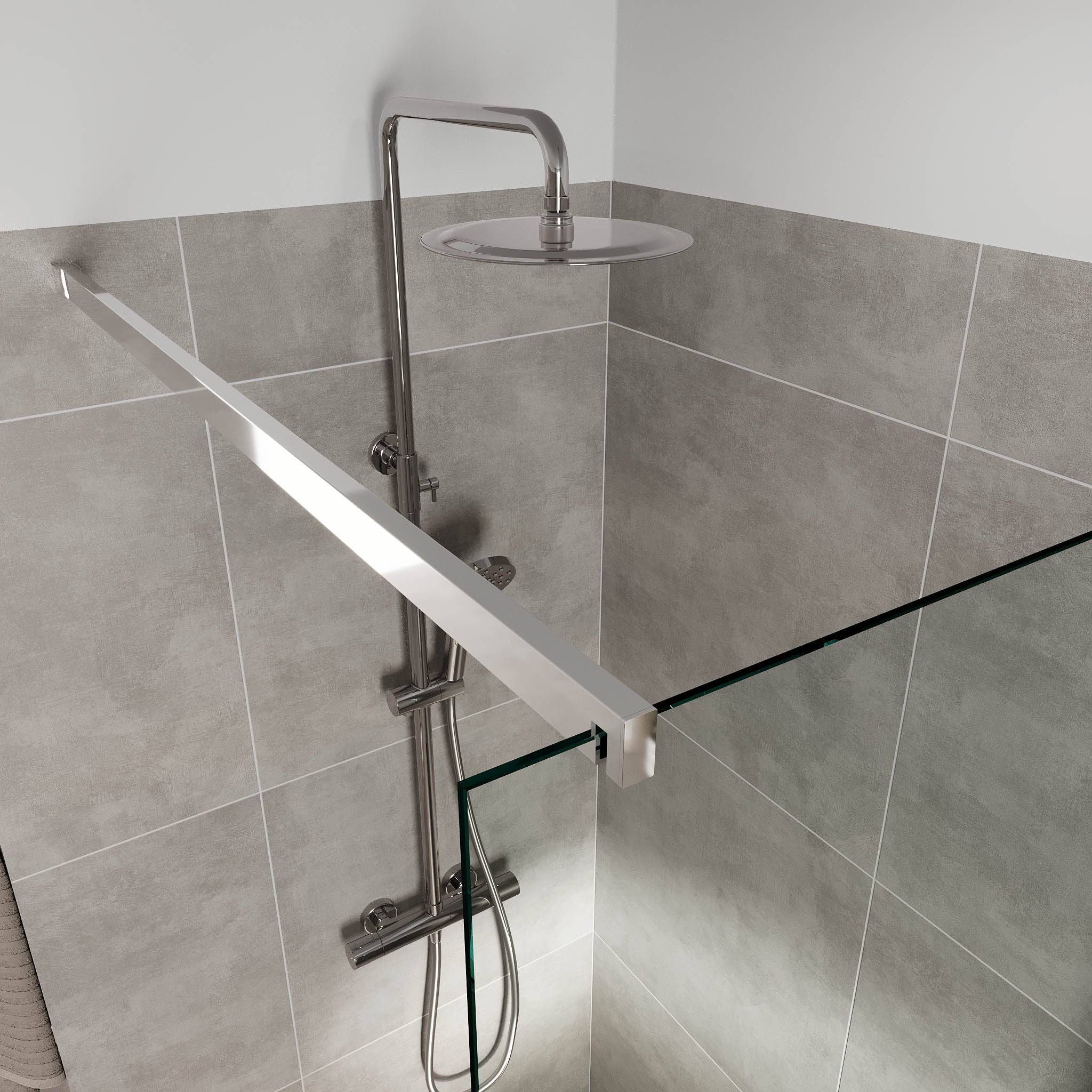 Sandefjord Brusevæg, Krom Profil, Klar Glas - 80 cm