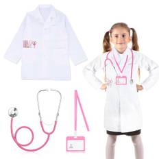 3 stycken doktorkit för barn, doktorklänning stetoskop läkarkit barn rollspel present till barn och flickor pojkar