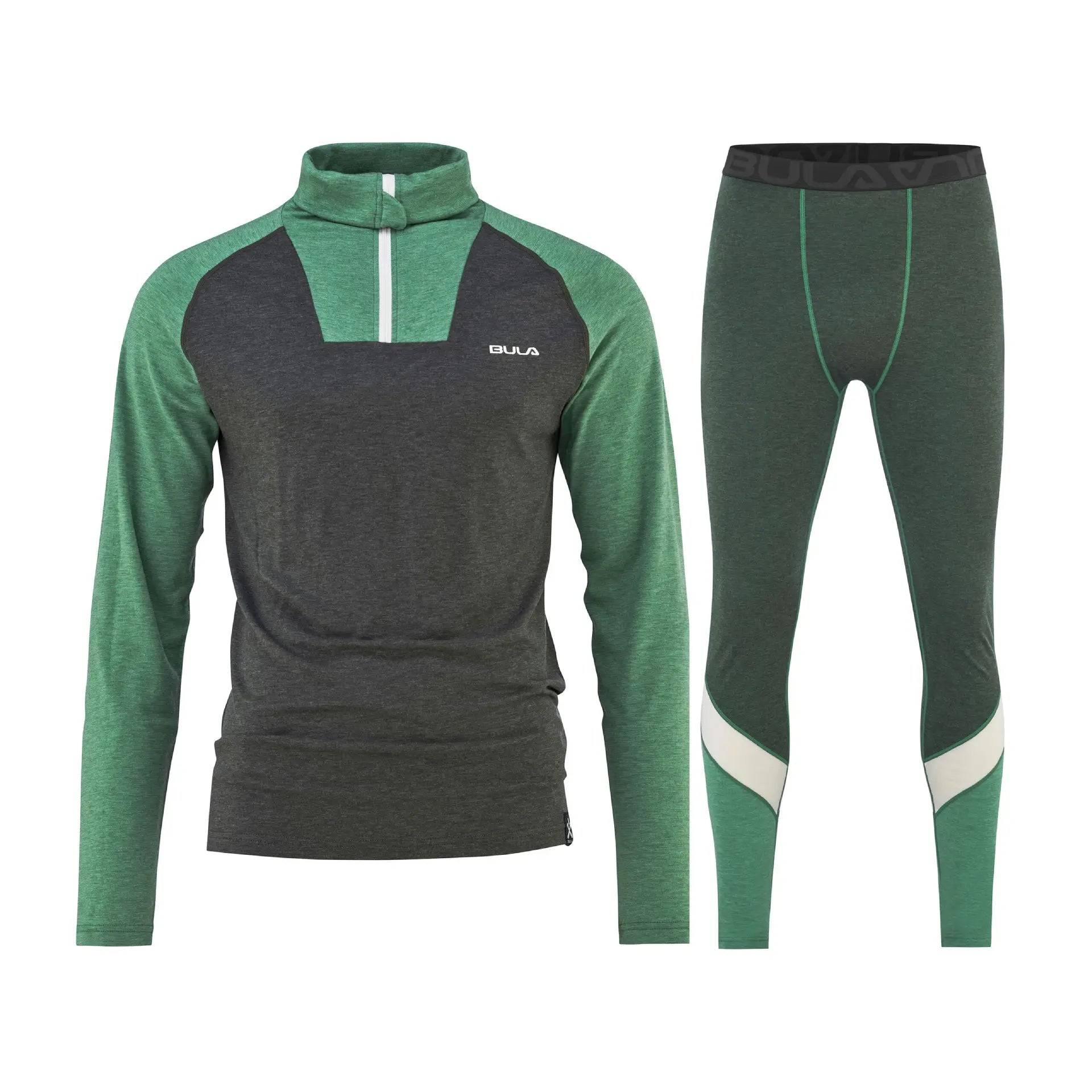 Bula Retro Merino Wool Halfzip Skiundertøj Sæt Herre - Ivy - S