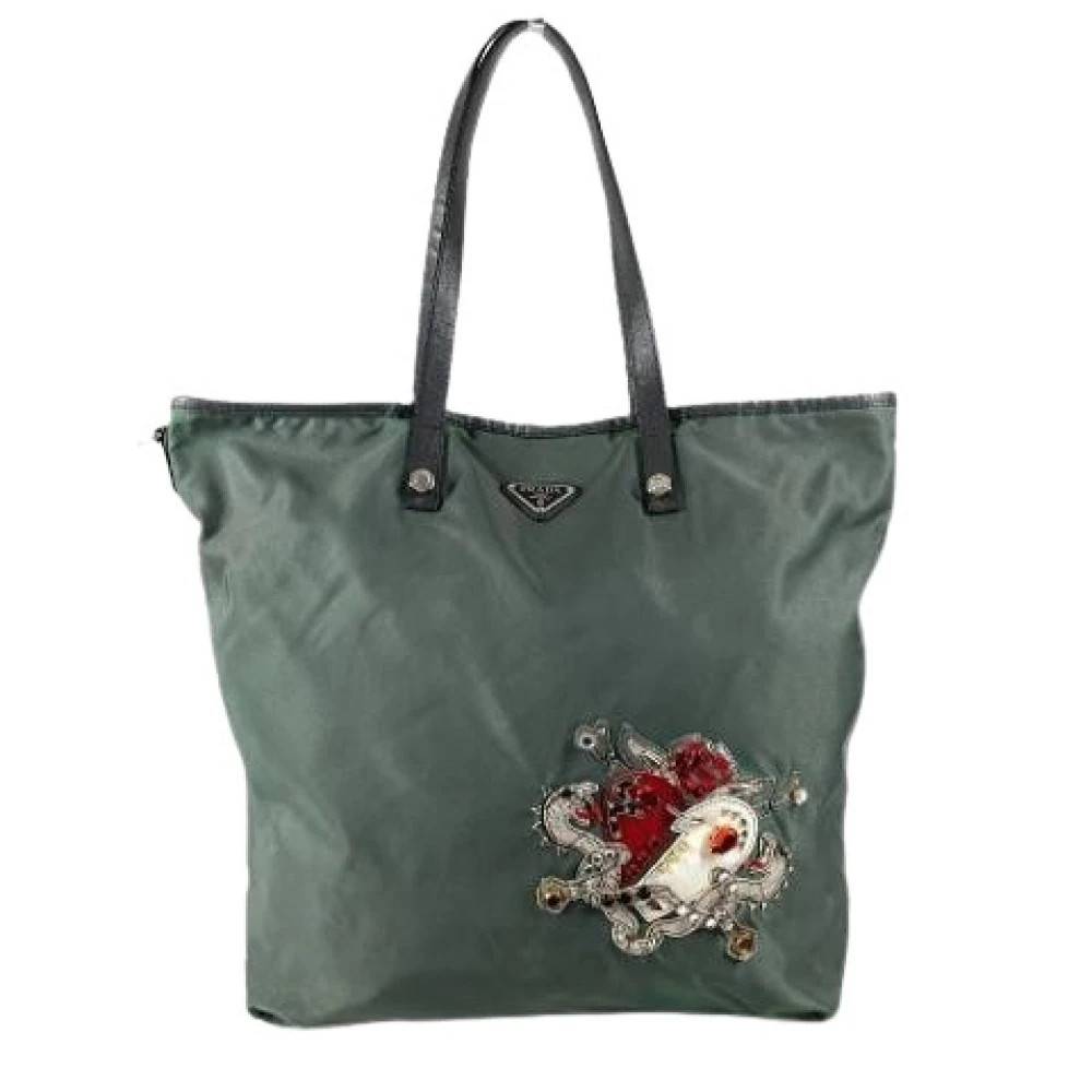 Prada Vintage Pre-owned Nylon Tote Bag - Vintage - Dame - Grøn - ONE SIZE - Nylon