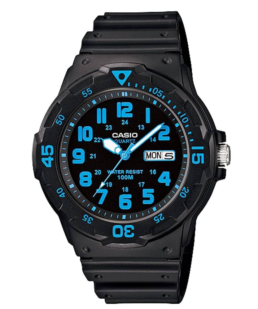 CASIO Herrklocka MRW-200H-2BV Standard Analog Dykarklocka 100M Vattentålig Svart Hartsband Blå Accenter [Parallellimport]