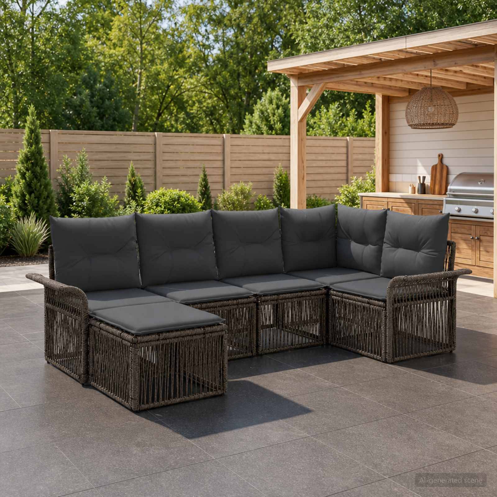 vidaXL Havesofa Sæt 6 stk. Grå polyrattan