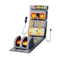 Full kroppsmassagemadrass, 10 motor, vibrerande massagemadrass med avtagbar nackmassagekudde, full kroppsuppvärmd matta för avslappning av ryggen, storlek, J