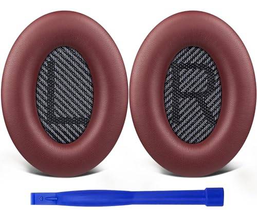 SoloWIT® Professionella Ersättnings öronkuddar för Bose QuietComfort 35 (QC35) & Quiet Comfort 35 II (QC35 II) OVER-EAR-hörlurar, Öronkudde med mjukare läder, ljudisolerings skum, extra tjocklek