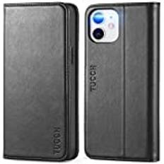 TUCCH Case for iPhone 12, iPhone 12 Pro Case, iPhone 12 Pro Wallet Case, Shockproof TPU Synthetic Leather Case Holder Card Slots for iPhone 12/12 Pro (6.1", 2020) - Black