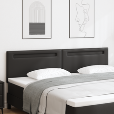 vidaXL Hovedgærde Enkel Design Sort 200 cm Faux Læder