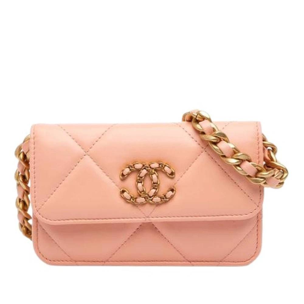 Chanel Vintage Pre-owned Wallet on Chain Mini Bag - Vintage - Dame - Lyserød - ONE SIZE - Uld