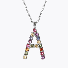 Caroline Svedbom Letter Halsband A / Rainbow Combo (Rhodium)