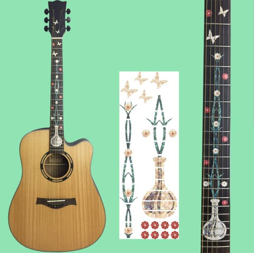 Gitarr greppbräda dekaler inlägg klistermärke gitarr hals headstock guitarra bas ukulele tunn klistermärke guitarra tillbehör - 18