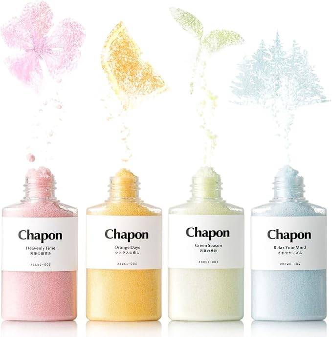 Chapon Body Fatigue Relief Set of 4 Bath Salts, Perfect as a Gift for Birthdays and Respect for the Aged Day (60g x 4 bottles)