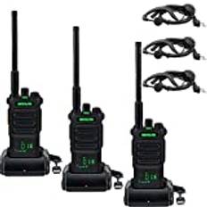 Retevis RT86 Walkie Talkie Långdistans med Hörlurar, 16 Kanaler 2600mAh Kraftig Handhållen Sändtagare, VOX Squelch Scan Ficklampalarm 2-Vägs Radio för Säkerhet, Byggarbetsplats (Svart, 3St)