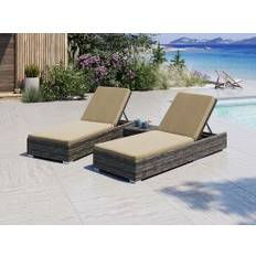 Sun Daybed med 2 solsängar i gråmix rotting