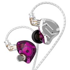 Yinyoo KZ ZS10 Pro In Ear Monitor 1Dynamic med 4 balanserade armaturdrivna hörlurar, metallhörlurar, KZ Earbuds High Fidelity HiFi-headset (lila, utan mikrofon)