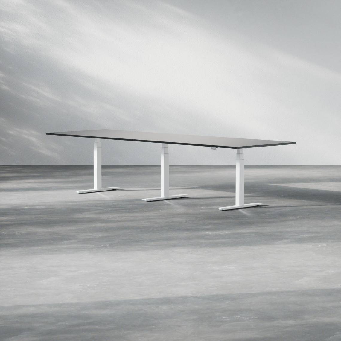 Konferensbord Modul - Höj- och sänkbart, Storlek 320 cm, Färg Svart, Ben Vit