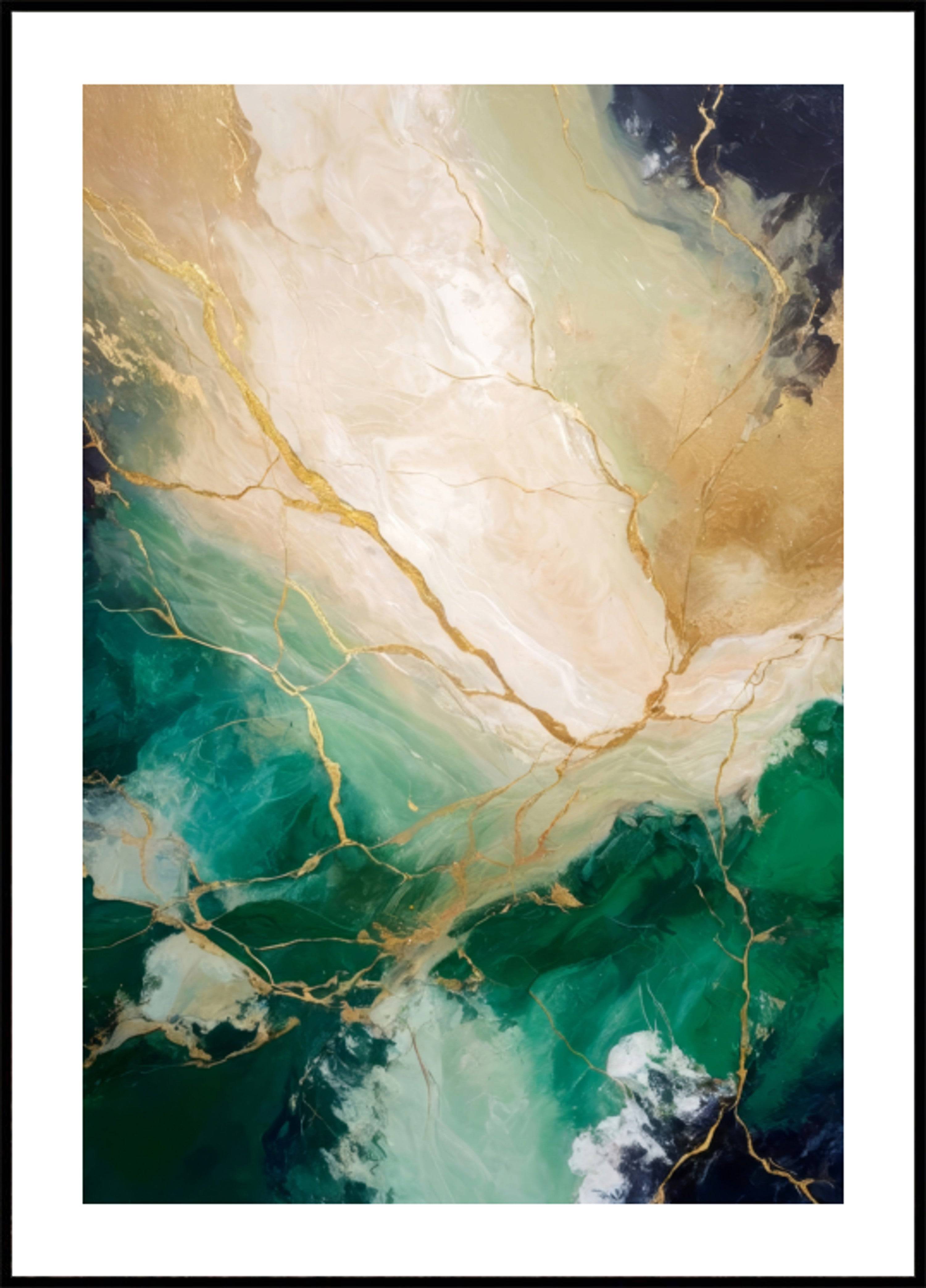 Emerald Gold Marble Flow (100x140) - Plakater > Usorterede værker